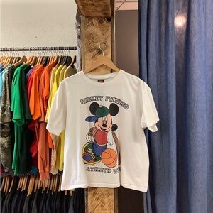 Vintage Mickey Fitness Athletic Wear Graphic White T-Shirt
